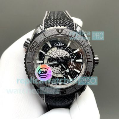 ZW Factory New 1:1 Clone Omega Seamaster Planet Ocean Worldtimer 600M Black Ceramic Watch 